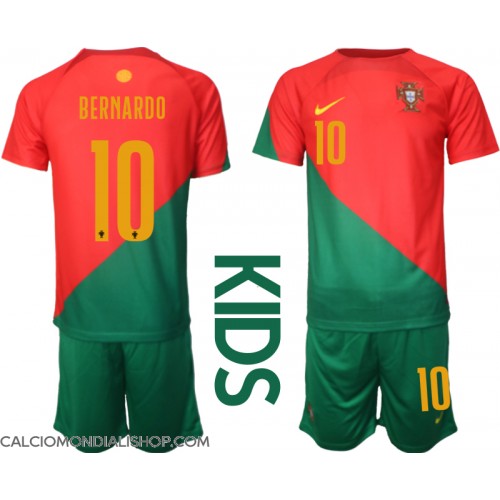 Maglie da calcio Portogallo Bernardo Silva #10 Prima Maglia Bambino Mondiali 2022 Manica Corta (+ Pantaloni corti)